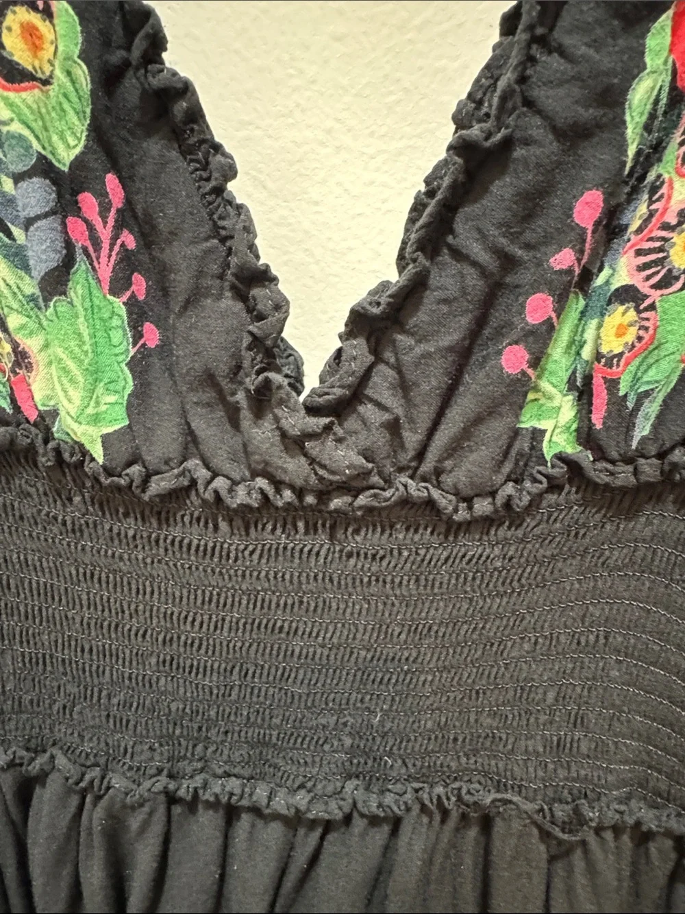 Desigual Black Floral V-neck Maxi Dress